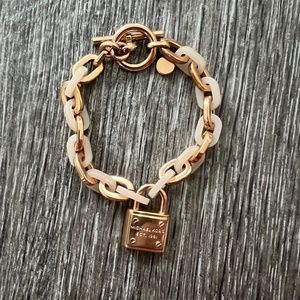 Michael Kors Rose Gold and Acrylic Lock Bracelet